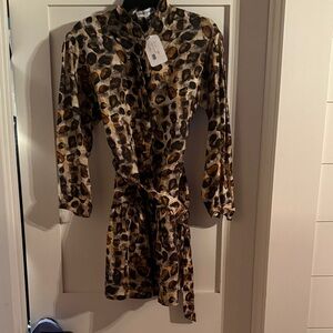 Leopard Print Long Sleeve Dress